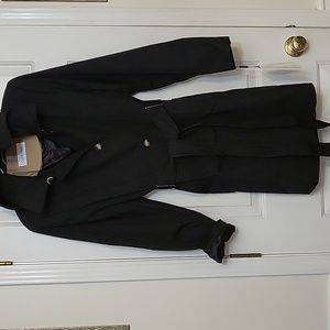 Calvin Klein Black Belted Rain Jacket with Removeable Hood